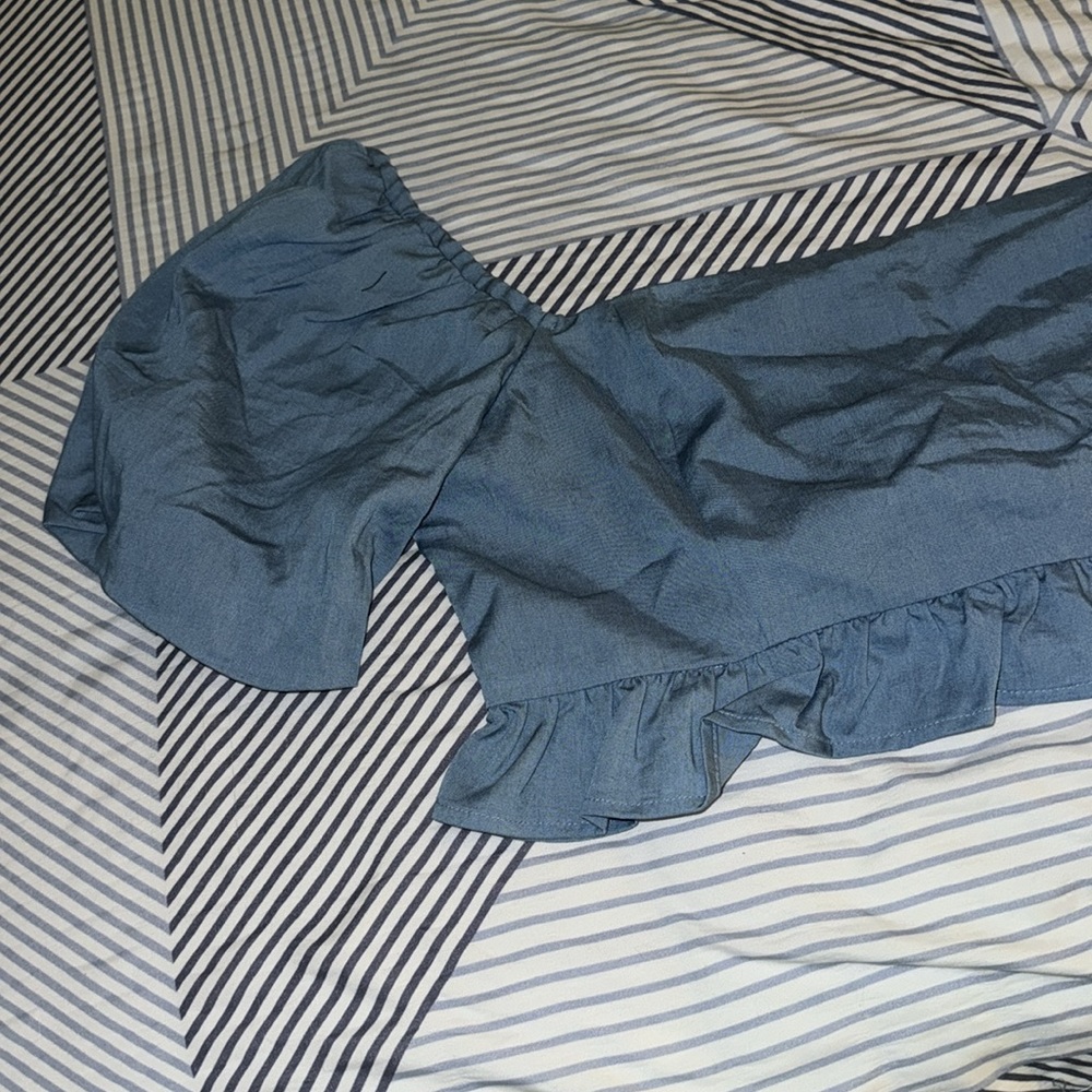 Kittenish Chambray Crop Top